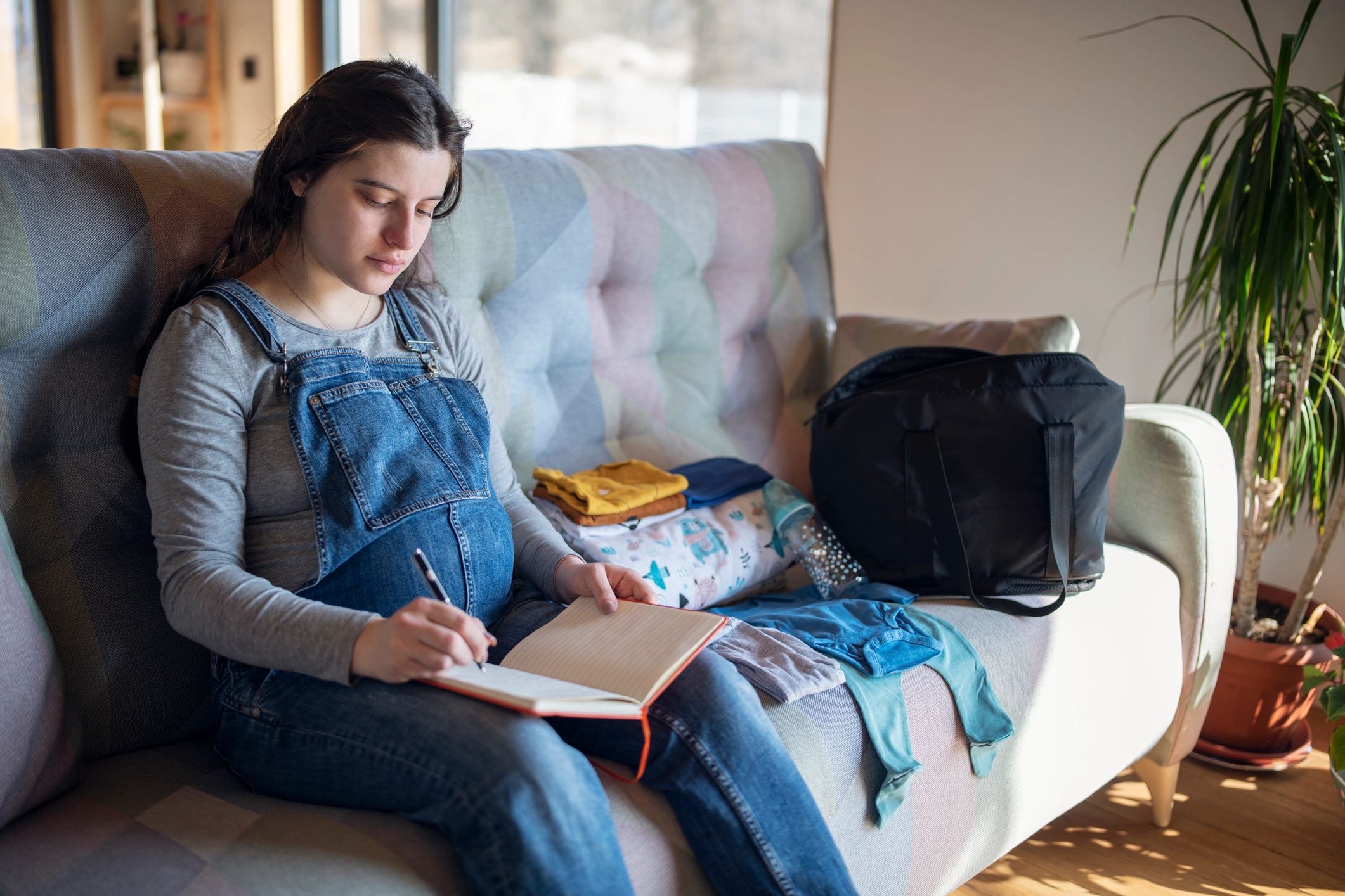 Mom preparing for a new baby at home